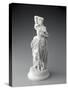 Statuette posée sur un socle rond, jeune femme en costume XVIIIème (sujet Watteau).-null-Stretched Canvas
