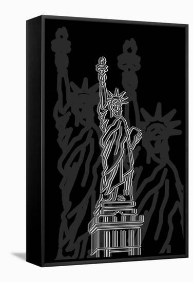 Stature of Liberty Night-Cristian Mielu-Framed Stretched Canvas