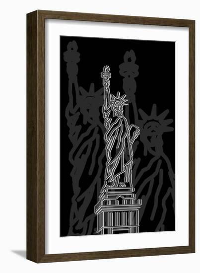 Stature of Liberty Night-Cristian Mielu-Framed Art Print