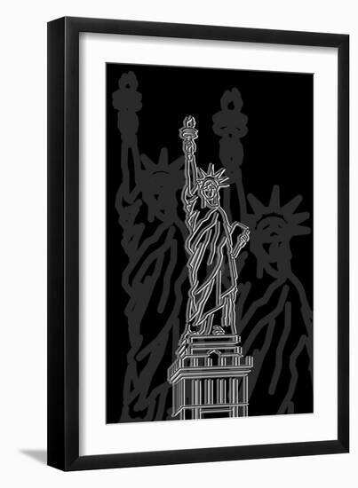 Stature of Liberty Night-Cristian Mielu-Framed Art Print