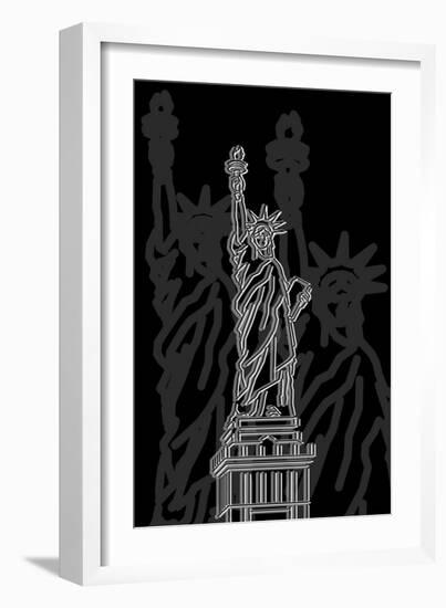 Stature of Liberty Night-Cristian Mielu-Framed Art Print