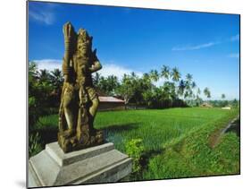 Staue of Raksha in a Rice Field, Ubud, Gianyar, Bali-Robert Francis-Mounted Photographic Print