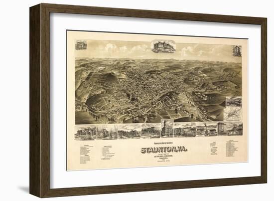 Staunton, Virginia - Panoramic Map-Lantern Press-Framed Art Print