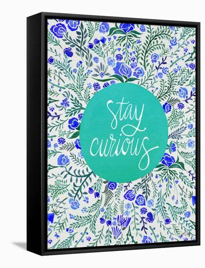 Stay Curious in Blue and Turquoise-Cat Coquillette-Framed Stretched Canvas