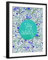 Stay Curious in Blue and Turquoise-Cat Coquillette-Framed Giclee Print