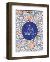 Stay Curious in Navy and Red-Cat Coquillette-Framed Giclee Print