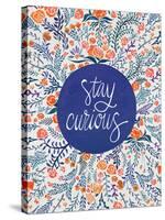 Stay Curious in Navy and Red-Cat Coquillette-Stretched Canvas