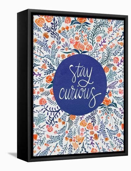 Stay Curious in Navy and Red-Cat Coquillette-Framed Stretched Canvas