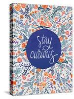 Stay Curious in Navy and Red-Cat Coquillette-Stretched Canvas