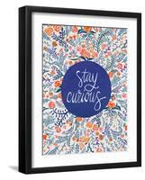 Stay Curious in Navy and Red-Cat Coquillette-Framed Giclee Print