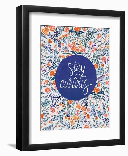 Stay Curious in Navy and Red-Coquillette Cat-Framed Art Print