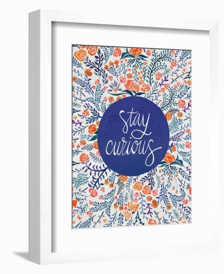 Stay Curious in Navy and Red-Coquillette Cat-Framed Art Print