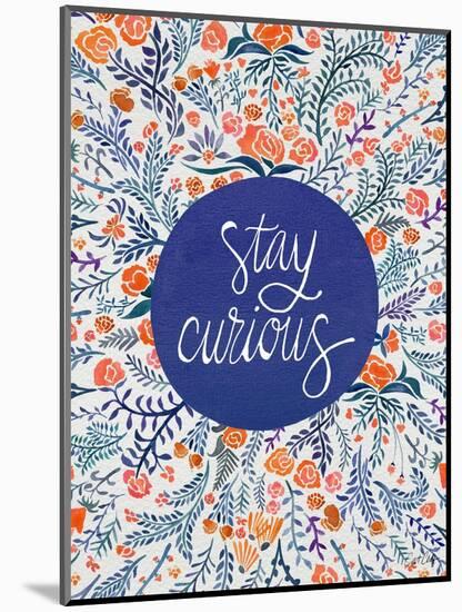 Stay Curious in Navy and Red-Coquillette Cat-Mounted Art Print