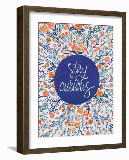 Stay Curious in Navy and Red-Coquillette Cat-Framed Art Print