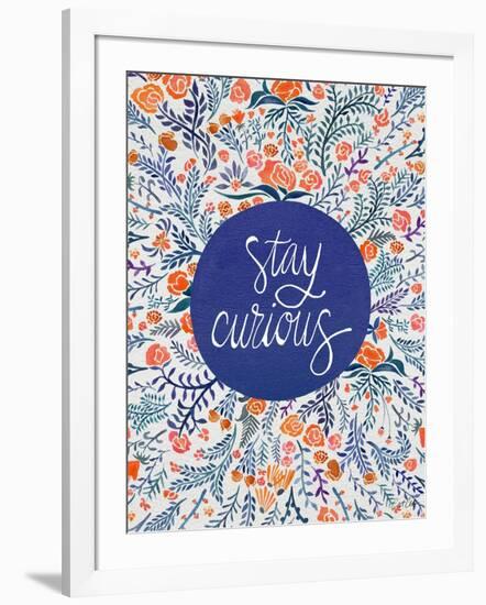 Stay Curious in Navy and Red-Coquillette Cat-Framed Art Print