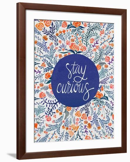 Stay Curious in Navy and Red-Coquillette Cat-Framed Art Print