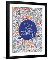 Stay Curious in Navy and Red-Coquillette Cat-Framed Art Print