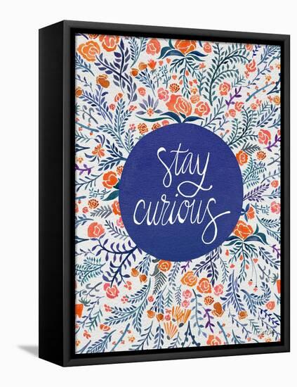 Stay Curious in Navy and Red-Coquillette Cat-Framed Stretched Canvas