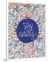 Stay Curious in Navy and Red-Coquillette Cat-Framed Art Print