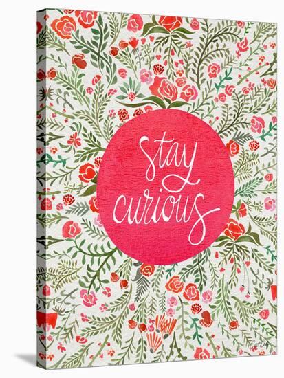 Stay Curious in Pink and Green-Cat Coquillette-Stretched Canvas