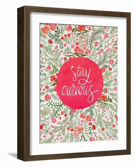 Stay Curious in Pink and Green-Coquillette Cat-Framed Art Print