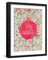 Stay Curious in Pink and Green-Coquillette Cat-Framed Art Print