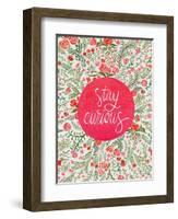 Stay Curious in Pink and Green-Coquillette Cat-Framed Art Print