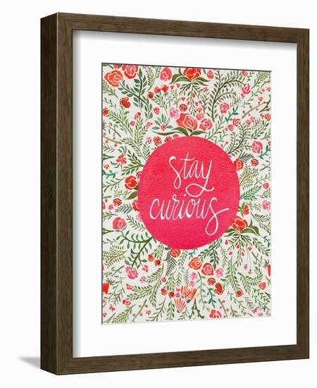 Stay Curious in Pink and Green-Coquillette Cat-Framed Art Print