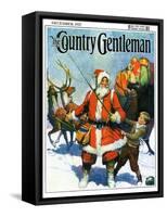 "Stay Santa, Stay!," Country Gentleman Cover, December 1, 1927-Frank Schoonover-Framed Stretched Canvas