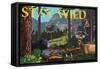 Stay Wild - National Park WPA Sentiment-Lantern Press-Framed Stretched Canvas