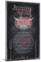 Steak Menu Chalkboard Design with Cow Steak Diagram-Selenka-Mounted Art Print