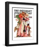 "Stealing a Christmas Kiss," Saturday Evening Post Cover, December 23, 1933-Joseph Christian Leyendecker-Framed Giclee Print