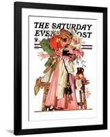 "Stealing a Christmas Kiss," Saturday Evening Post Cover, December 23, 1933-Joseph Christian Leyendecker-Framed Giclee Print