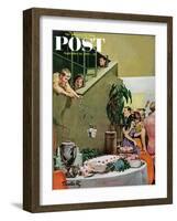 "Stealing Cake at Grownups Party," Saturday Evening Post Cover, September 10, 1960-Thornton Utz-Framed Giclee Print