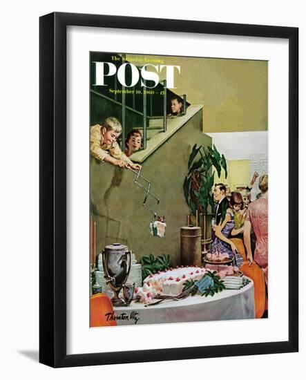 "Stealing Cake at Grownups Party," Saturday Evening Post Cover, September 10, 1960-Thornton Utz-Framed Giclee Print
