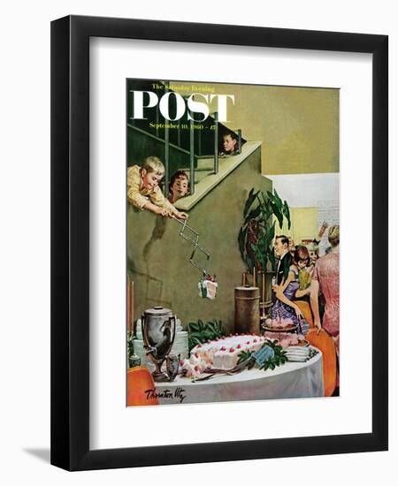 "Stealing Cake at Grownups Party," Saturday Evening Post Cover, September 10, 1960-Thornton Utz-Framed Premium Giclee Print