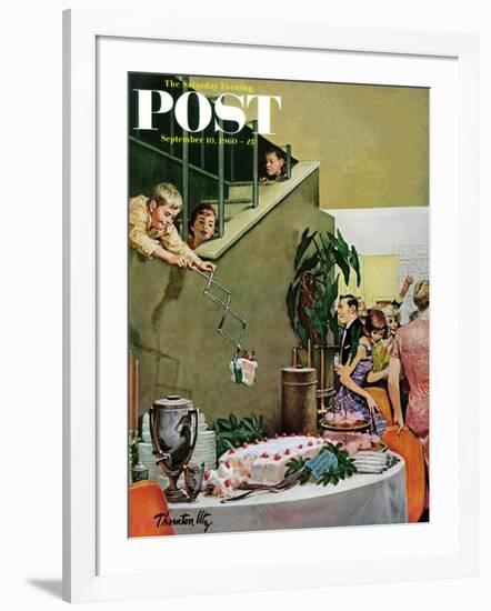 "Stealing Cake at Grownups Party," Saturday Evening Post Cover, September 10, 1960-Thornton Utz-Framed Giclee Print