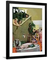 "Stealing Cake at Grownups Party," Saturday Evening Post Cover, September 10, 1960-Thornton Utz-Framed Giclee Print