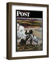 "Steam Engine Along the Missouri," Saturday Evening Post Cover, June 22, 1946-John Falter-Framed Giclee Print