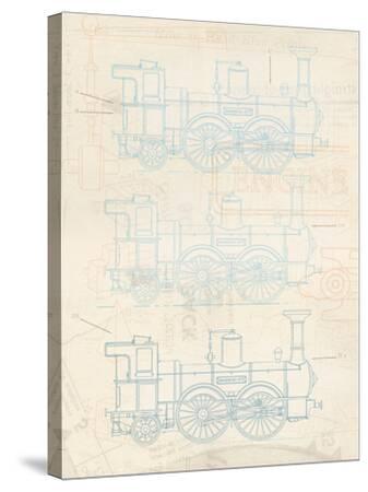 &lsquo;Steam Engine Blueprint&rsquo; Stretched Canvas Print - The Vintage