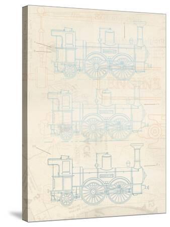 &lsquo;Steam Engine Blueprint&rsquo; Stretched Canvas Print - The Vintage