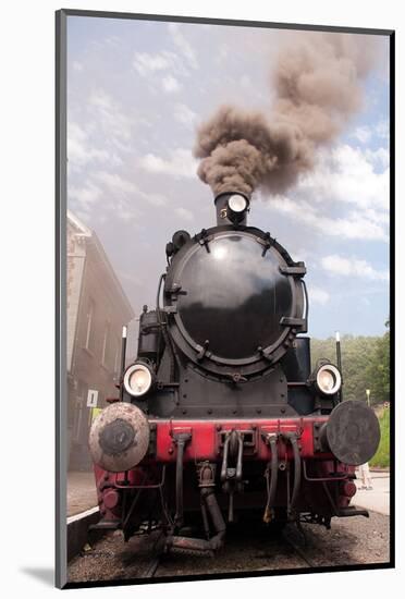 Steam Engine Front View-null-Mounted Art Print