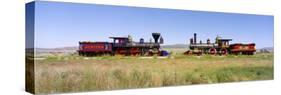 Steam Engine Jupiter and 119 on a Railroad Track, Golden Spike National Historic Site, Utah, USA-null-Stretched Canvas