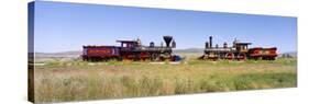 Steam Engine Jupiter and 119 on a Railroad Track, Golden Spike National Historic Site, Utah, USA-null-Stretched Canvas