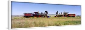 Steam Engine Jupiter and 119 on a Railroad Track, Golden Spike National Historic Site, Utah, USA-null-Framed Photographic Print