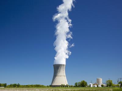 'Steam from Cooling Tower at Davis Besse Nuclear Power Plant, Lake Erie