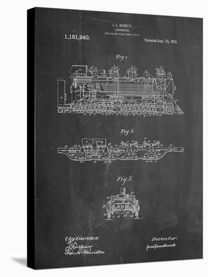 Steam Locomotive 1915 Patent-Cole Borders-Stretched Canvas