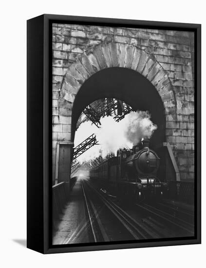 Steam Locomotive at Firth of Forth Bridge-null-Framed Stretched Canvas