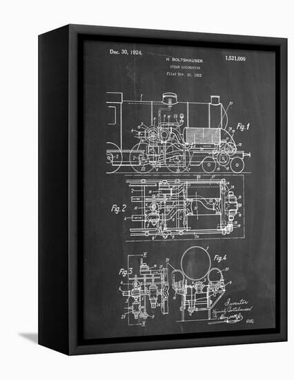 Steam Locomotive Patent-null-Framed Stretched Canvas