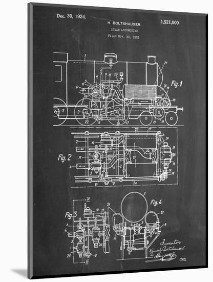 Steam Locomotive Patent-null-Mounted Art Print